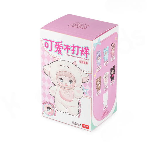 Series blind‑box packaging showing Creamy Sheep mascot and lineup icons.
