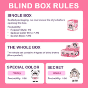 Nommi Pinky Energy Series Plush Blind Box rules showing regular, special colour and secret style probabilities