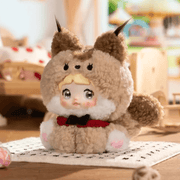 Chestnut Coco Nommi Sitting Zoo plush wearing a fluffy brown cat costume