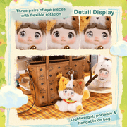 Nommi Sitting Zoo detail guide showing rotating eye pieces and hanging bag attachment