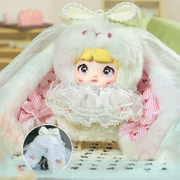 Cherry Souffle super secret Nommi Sweetheart Bunny plush with pale pink ears and lace outfit