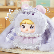 Grape Gummy Nommi Sweetheart Bunny plush with lavender ears, lace and pearl details
