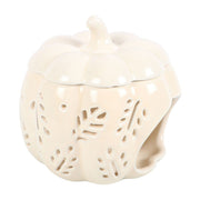Off White Autumn Leaves Pumpkin Oil Burner - Something Different Gift Shop