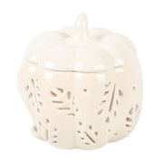 Off White Autumn Leaves Pumpkin Oil Burner - Something Different Gift Shop
