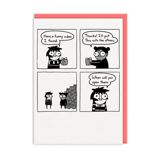 Ohh Deer Exorcising Demons funny A6 greeting card with coral envelope