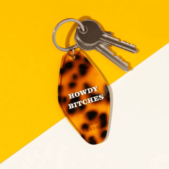 Ohh Deer Howdy Bitches tortoiseshell keyring attached to keys