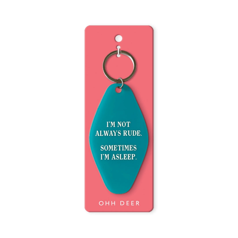 Ohh Deer Sometimes I’m Asleep keyring on pick backing card
