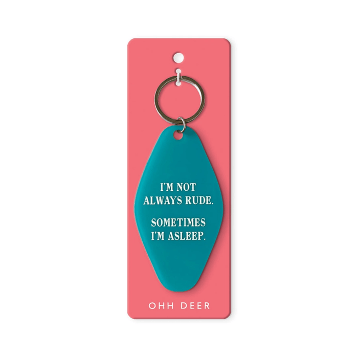 Ohh Deer Sometimes I’m Asleep keyring on pick backing card