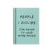 Ohh Deer A7 hardback notebook with mint green fabric cover and black text reading People I dislike I'm going to need more pages
