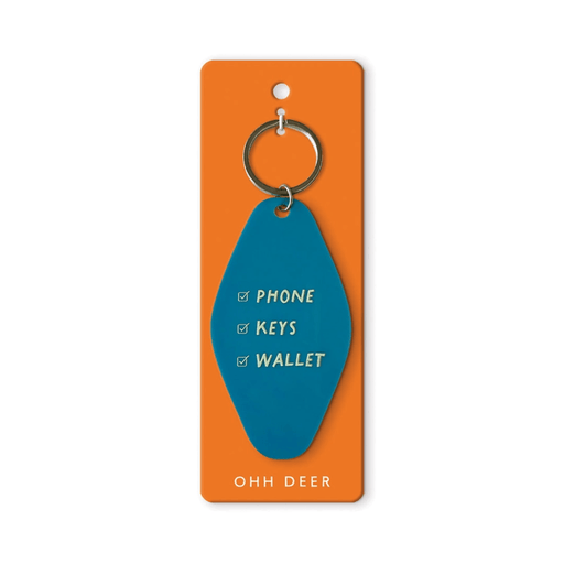 Ohh Deer blue keyring with phone keys wallet checklist design