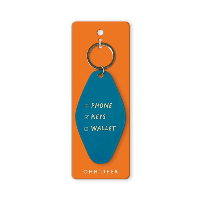 Ohh Deer blue keyring with phone keys wallet checklist design