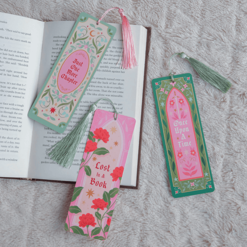 Once Upon A Time bookmark displayed with Lost In A Book and Just One More Chapter bookmarks
