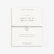 “Sentiment card reading ‘A Little One in a Million’ with bracelet attached”
