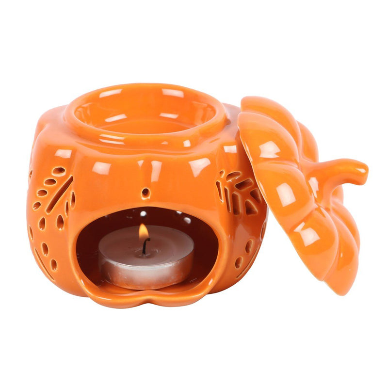 Orange Autumn Leaves Pumpkin Oil Burner - Something Different Gift Shop