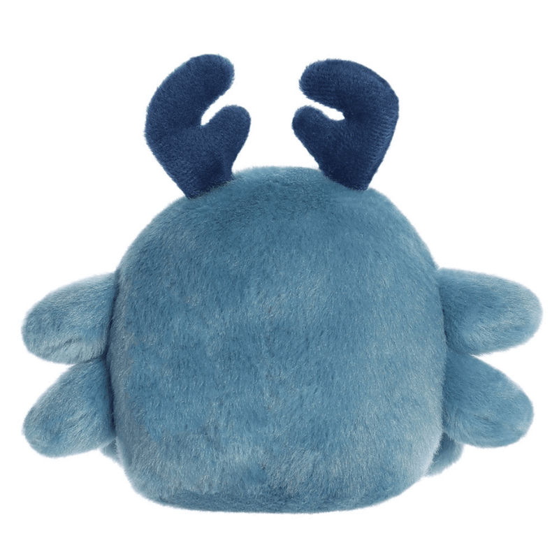 Back view of Palm Pals Agatha Beetle blue soft toy