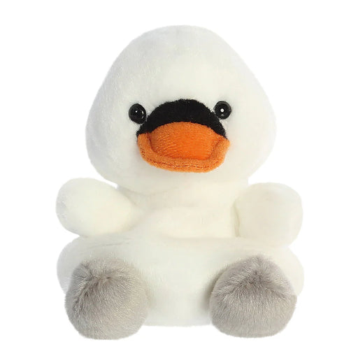 Palm Pals Alina Swan plush toy front view with orange beak and grey feet