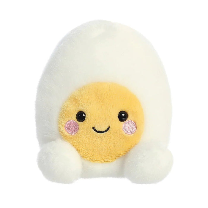 Palm Pals Bobby Egg Soft Toy with yellow yolk face and blush cheeks

