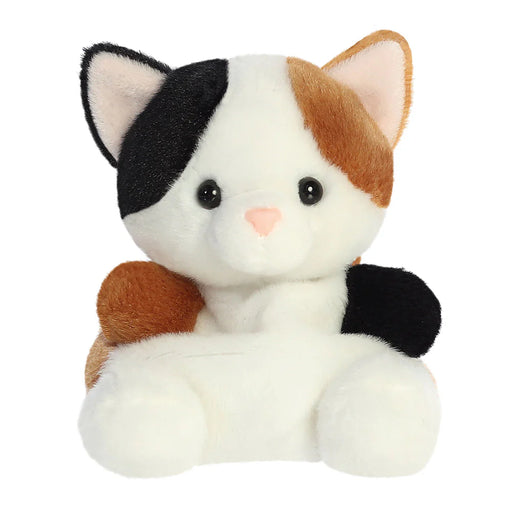 Palm Pals Calico Cat plush toy front view with white, ginger and black patches