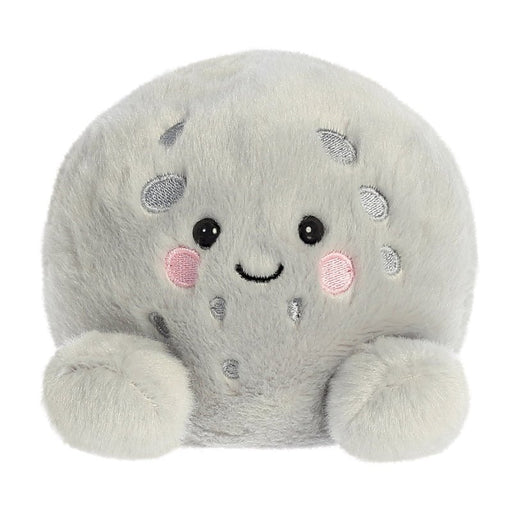 Palm Pals Celene Moon plush toy, 13cm, grey with embroidered craters and pink cheeks