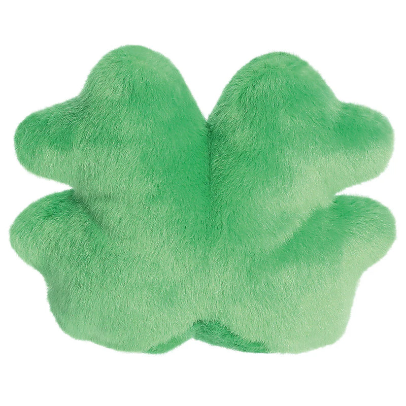 Back view of Palm Pals Chance Clover plushie showing clover shape and soft green fabric