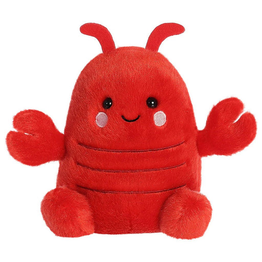 Palm Pals Clawford Lobster 13cm red plush toy with smiling face and raised claws, front view on white background