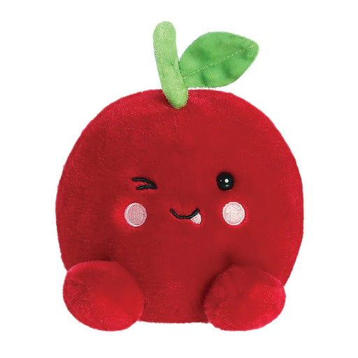 Palm Pals Cordial Cherry plush toy front view in red with green leaf