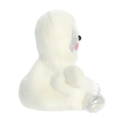 Side view of Palm Pals Cosmo Astronaut plushie showing white suit and silver boot