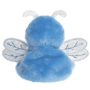 Back view of Palm Pals Dart Dragonfly blue soft toy with silver wings