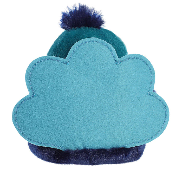 Back view of Palm Pals Elton Peacock plush toy showing blue felt tail shape