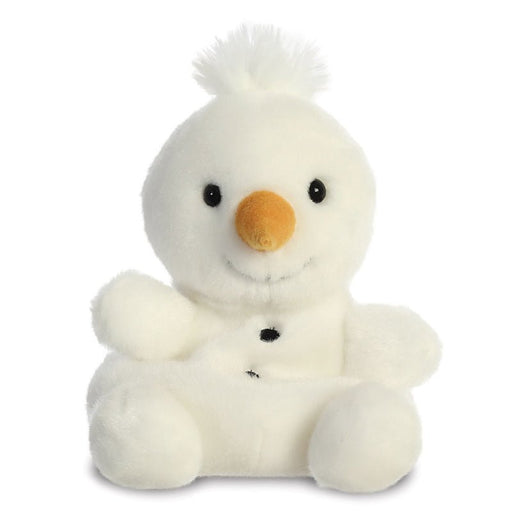 Palm Pals Froyo Snowman plush toy, 13cm, white with carrot nose and coal buttons