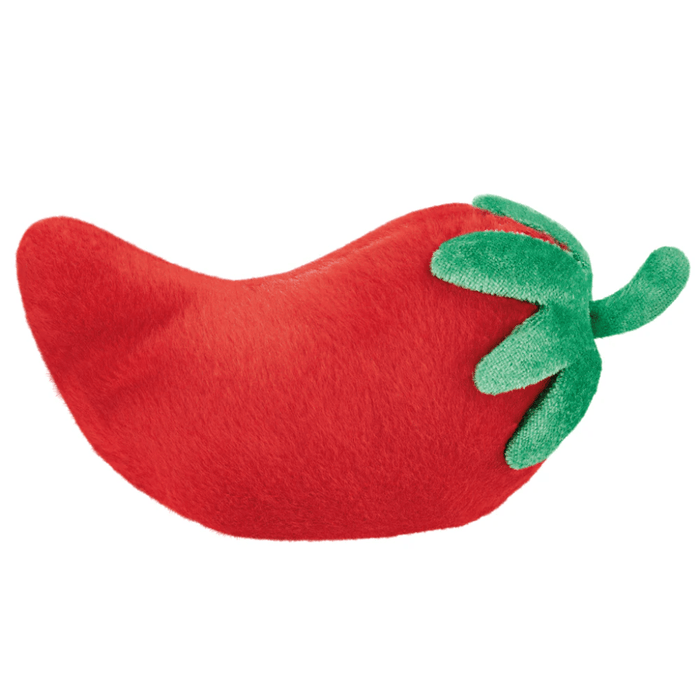 Back view of Aurora Palm Pals Fuego Chili Pepper plush showing green stalk detail