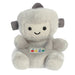 Palm Pals Gadget Robot plush toy front view with grey body and stitched smile
