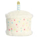 Palm Pals Happy B’day Cake soft toy showing back with pastel sprinkles and white icing on white background