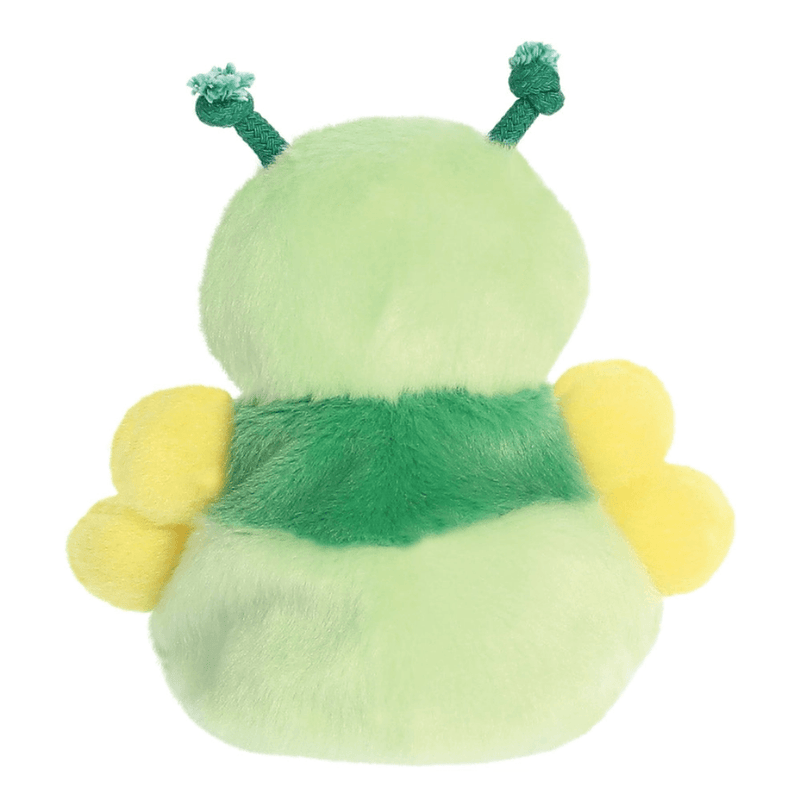 Back view of Palm Pals Ivy Caterpillar green plush soft toy