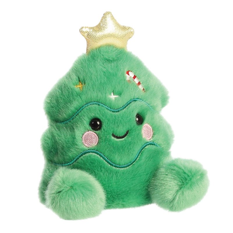 Three-quarter view of Jubilee Tree Palm Pals plush with embroidered decorations