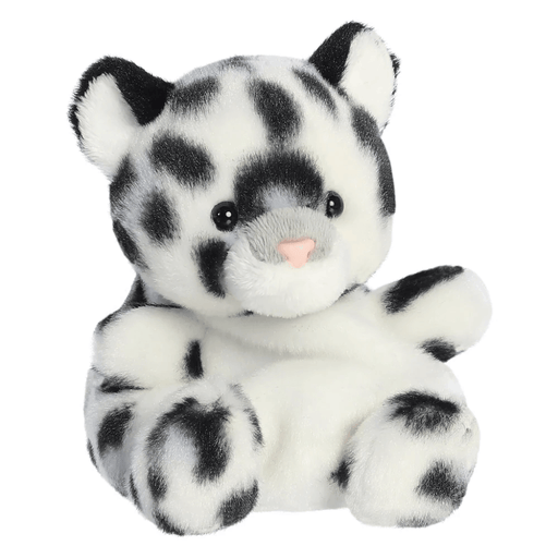 Palm Pals Kaia Snow Leopard plush front angle with black spotted fur
