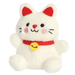 Palm Pals Kota Lucky Cat plush with smiling face, pink cheeks, red collar, golden bell and waving paw.