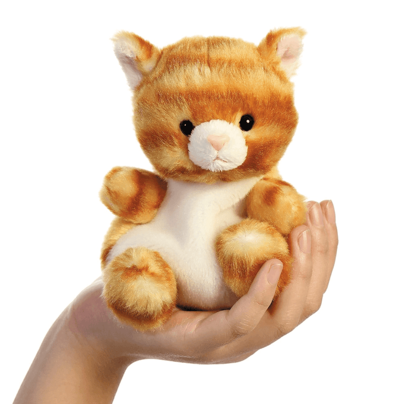 Palm Pals Meow Kitty 13cm orange tabby cat soft toy held in hand