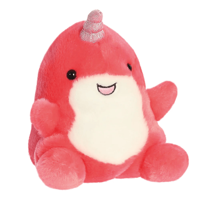Aurora Palm Pals Nia Narwhal plush with cream tummy and sparkly horn