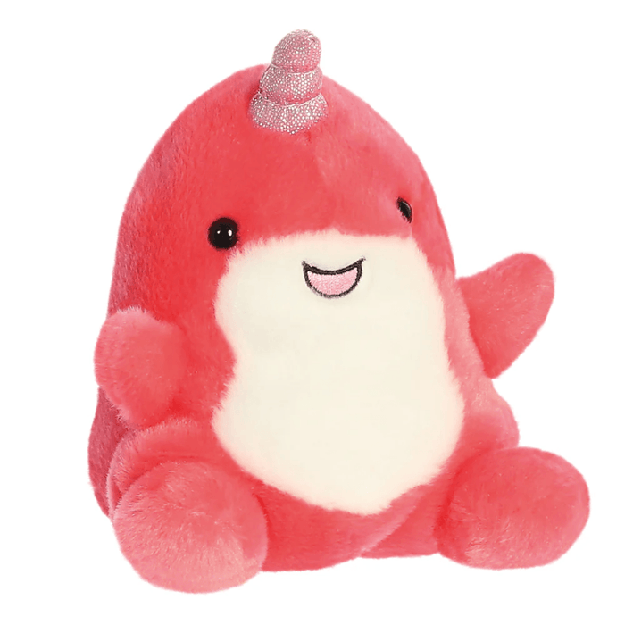 Aurora Palm Pals Nia Narwhal plush with cream tummy and sparkly horn