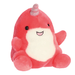 Aurora Palm Pals Nia Narwhal plush with cream tummy and sparkly horn