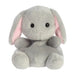 Palm Pals Pebbles Bunny plush toy front view with grey fur and pink ears