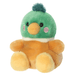 Palm Pals Puddles Mallard Duck soft toy with green head, golden-brown body, yellow feet and cute fluffy tuft.