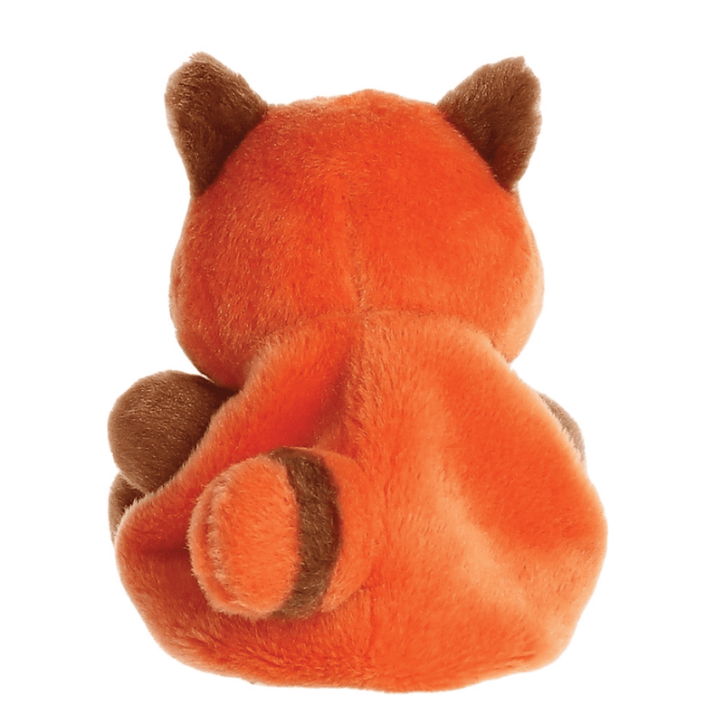Back view of Palm Pals Rei Red Panda 13cm soft toy with striped tail