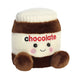 Angled view of Palm Pals Silky Chocolate Spread plush toy by Aurora