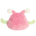 Back view of Silly Alien plush, pink fur with green arms, 13cm Palm Pals