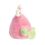 Side profile of Silly Alien plush with raised eye stalks and green paw