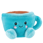 Palm Pals Toby Teacup plush toy, 13cm, turquoise cup with smiling face and pom-pom paws