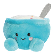 Angled front view of Palm Pals Trixie Cereal plush toy with spoon detail
