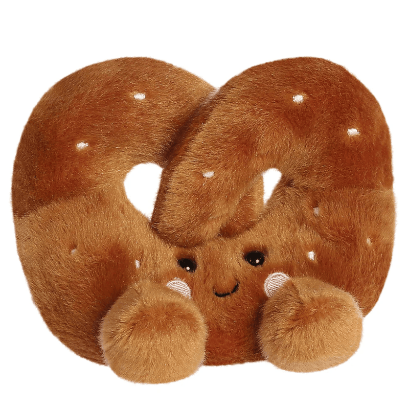 Palm Pals Twist Pretzel brown soft toy with embroidered salt details